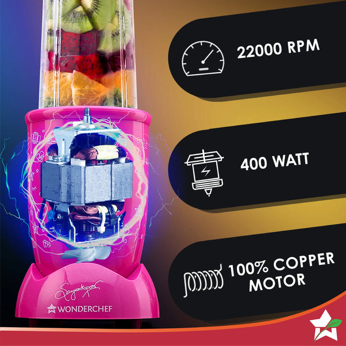 WONDERCHEF BULLET JUICER 400 WATTS NUTRIBLEND GO PINK